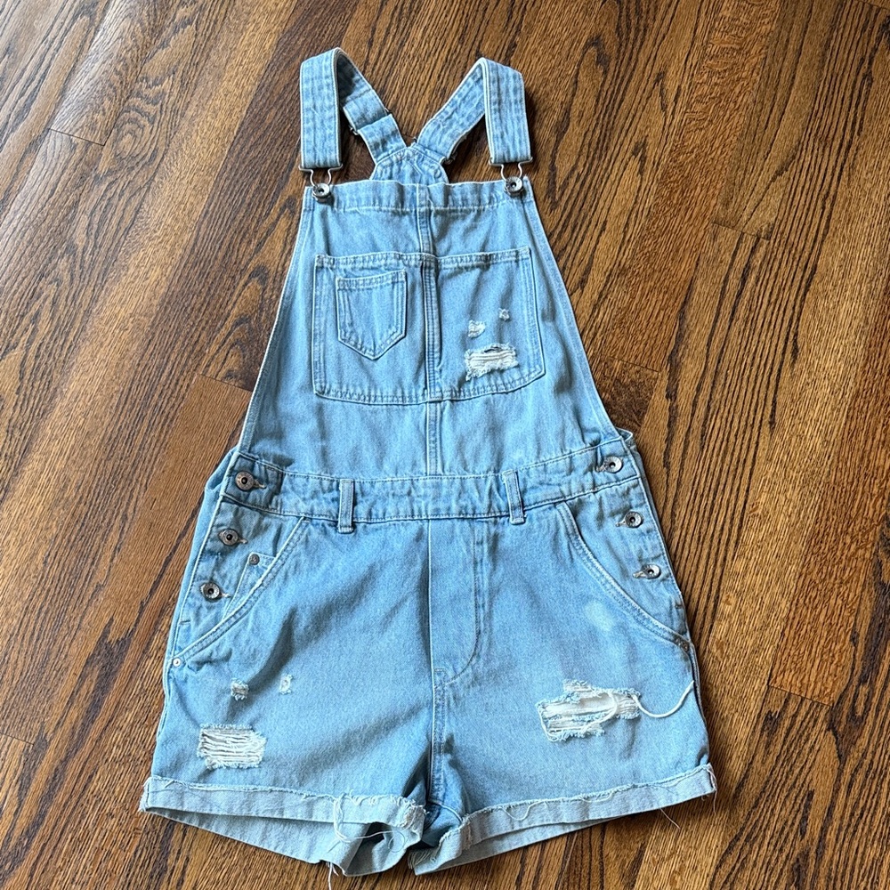 B16 &Denim Women’s 6 Casual Light Blue Denim Overall Romper